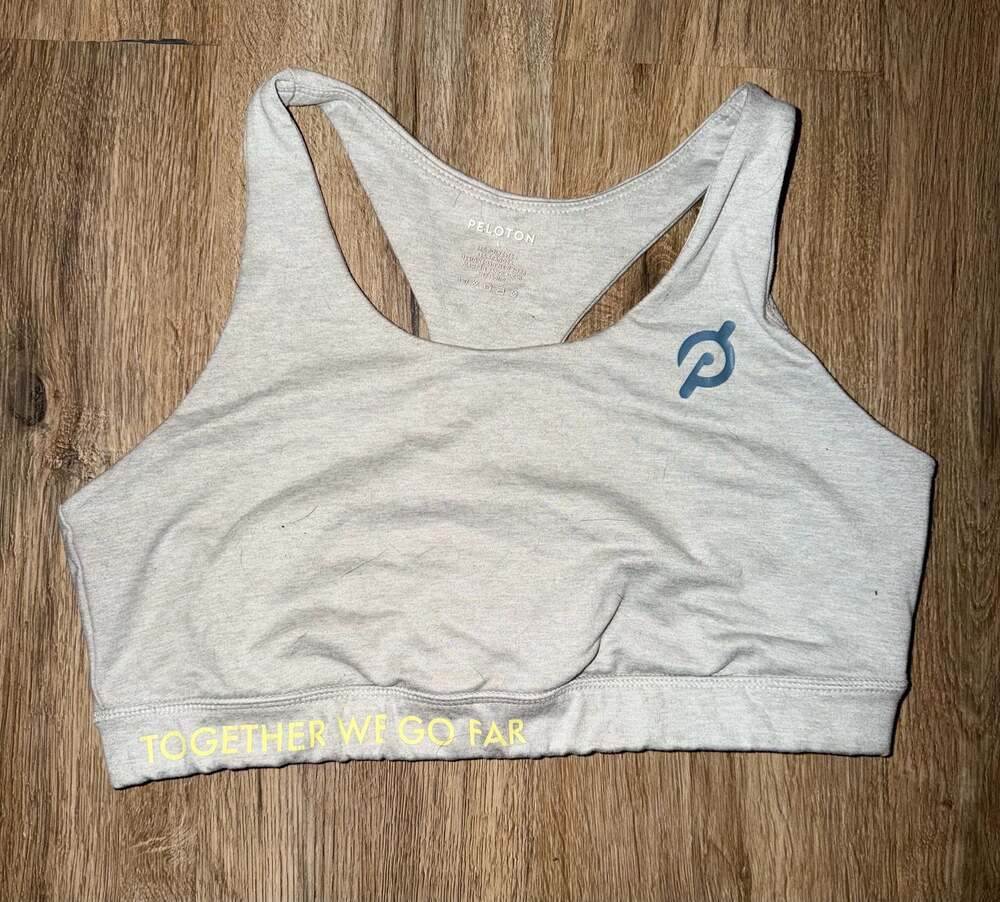 Peloton Heathered Gray Strappy Sports Bra